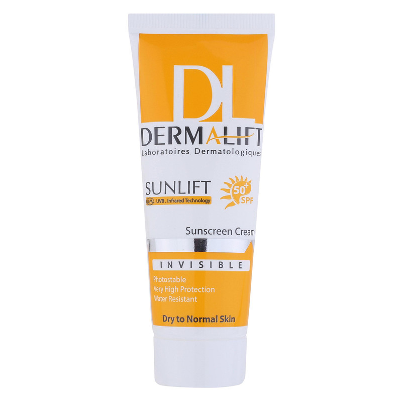 کرم ضد آفتاب بی‌رنگ درمالیفت مدل سانلیفت SPF50 حاوی محافظ UVA و UVB مناسب پوست‌های خشک و معمولی حجم 40 میلی‌لیتر
