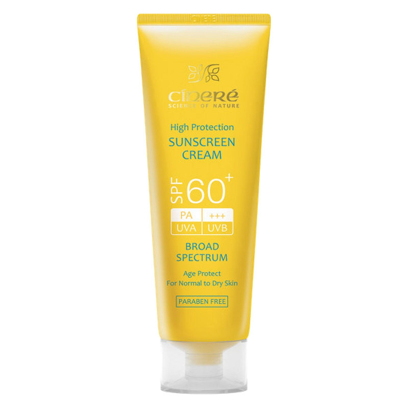کرم ضد آفتاب بدون رنگ سینره، SPF60، مدل اولترا، مناسب پوست معمولی و خشک و حجم 50 میلی‌لیتر، محافظت کننده در برابر اشعه UVA و UVB، بدون پارابن، +++PA، ضد پیری پوست، با ماندگاری 2 ساعته